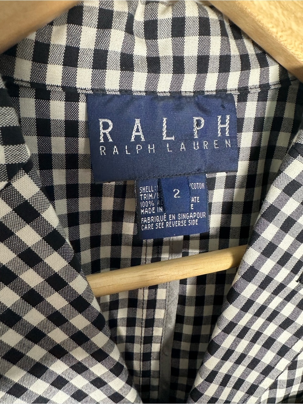 Ralph Lauren Womens 2 Black White Gingham Cotton Blazer Preppy Jacket - Picture 5 of 9